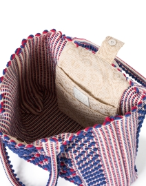 Back image thumbnail - Casa Isota - Ava Red and Navy Geo Woven Cotton Shoulder Bag