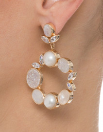 Pearl and Crystal Drop Hoop Earrings