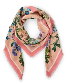 Pink Floral Print Wool Cashmere Scarf
