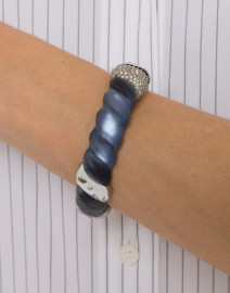 Blue Crystal Encrusted Rope Hinge Bracelet