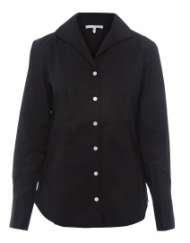 Donna Black Button Down Stretch Cotton Shirt