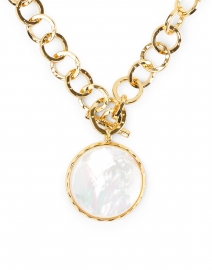 Nest - Mother of Pearl and Gold Hammered Chain Necklace 