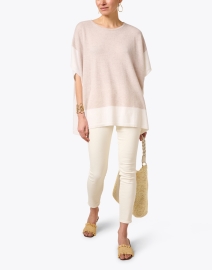 Look image thumbnail - Kinross - Beige and White Cashmere Popover Sweater