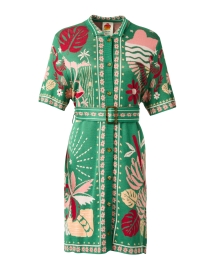 Product image thumbnail - Farm Rio - Green Multi Intarsia Knit Shirt Dress