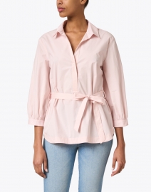Front image thumbnail - Peserico - Pink Belted Cotton Poplin Top