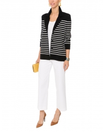 Les Sables Navy and Cream Striped Knit Blazer