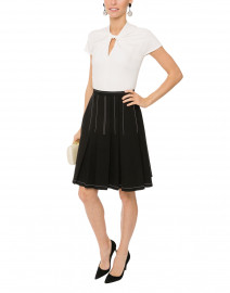 Black Stretch Cotton Pleated Skirt