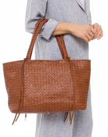 Woven Brandy Leather Tote