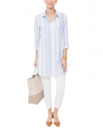 Geroma Blue and White Striped Linen Shirt