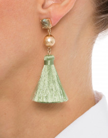 Green Quartz Tassel Drop Earrings