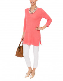 Coral Textured Cotton Tunic with Side Slits