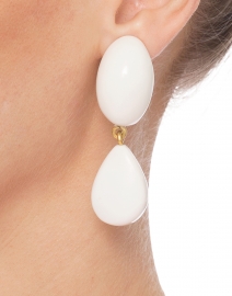 Georgette White Resin Clip Earrings