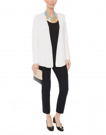 White Cotton Cardigan with Pointelle Detailing