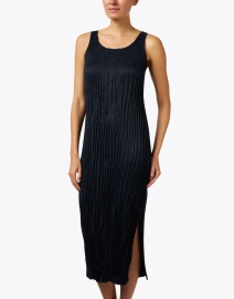 Front image thumbnail - Eileen Fisher - Black Pleated Midi Dress