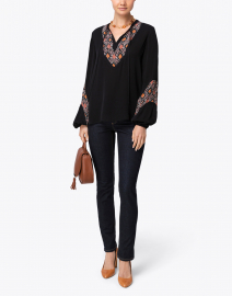 Cory Black Embroidered Silk Blouse