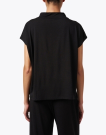 Back image thumbnail - Eileen Fisher - Black Jersey Funnel Neck Top