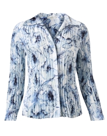 Product image thumbnail - Vince - Blue and White Print Pleated Blouse