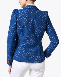 Back image thumbnail - Smythe - Blue Embroidered Cotton Blend Blazer