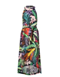 Product image thumbnail - 120% Lino - Black Tropical Print Linen Dress
