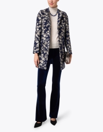Look image thumbnail - Helene Berman - Alice Navy and Gold Lurex Floral Jacquard Jacket