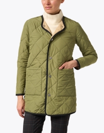 Front image thumbnail - Jane Post - Olive and Tan Reversible Quilted Jacket
