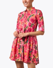 Front image thumbnail - Ro's Garden - Deauville Pink Printed Shirt Dress