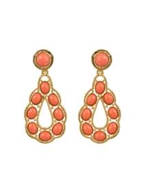 Product image thumbnail - Kenneth Jay Lane - Gold and Coral Teardrop Earrings