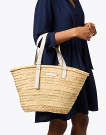 Look image thumbnail - Poolside - Essaouria White Woven Palm Tote Bag