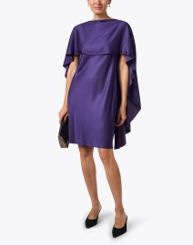 Look image thumbnail - Jason Wu Collection - Purple Crepe Cape Sheath Dress