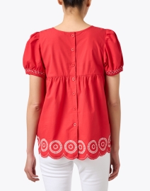 Back image thumbnail - Frances Valentine - Whit Red Embroidered Top
