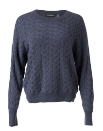 Dark Blue Cashmere Cable Knit Sweater