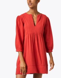 Front image thumbnail - Honorine - Coco Red Cotton Gauze Dress