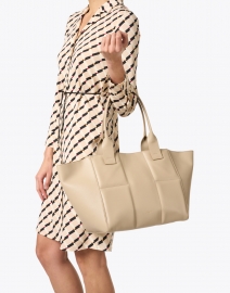 Look image thumbnail - DeMellier - Casablanca Taupe Smooth Leather Tote Bag