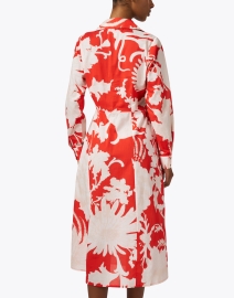 Back image thumbnail - Figue - Kate Red and White Floral Shirt Dress
