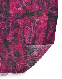 Back image thumbnail - Pashma - Purple Paisley Print Cashmere Silk Scarf