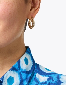 Look image thumbnail - FALLON - Gold and Pearl Hoop Earrings