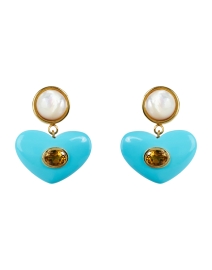 Product image thumbnail - Lizzie Fortunato - Enamored Heart Turquoise Drop Earrings