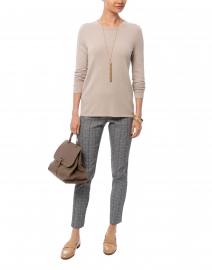 Beige Cashmere Sweater with Buttoned Cuffs