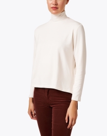 Front image thumbnail - Majestic Filatures - Cream French Terry Mock Neck Top