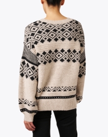 Back image thumbnail - Repeat Cashmere - Beige Geometric Intarsia Sweater
