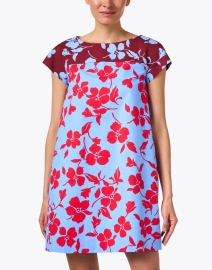 Front image thumbnail - Weekend Max Mara - Once Red and Blue Print Cotton Dress