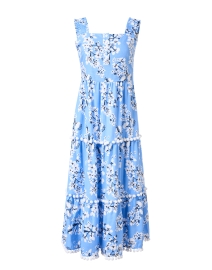 Blue and White Floral Linen Dress