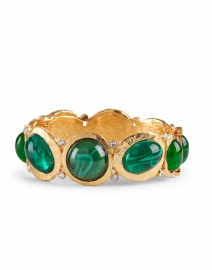 Kenneth Jay Lane - Gold and Emerald Stone Hinged Bracelet