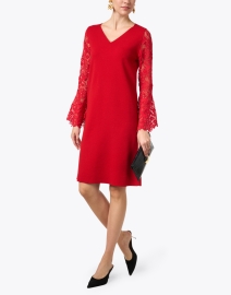 Look image thumbnail - D.Exterior - Red Stretch Wool Lace Dress