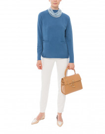 Sea Blue Pullover Sweater with Front Pockets