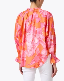 Back image thumbnail - Finley - Candace Orange and Pink Floral Cotton Top