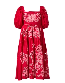 Red Floral Embroidered Dress