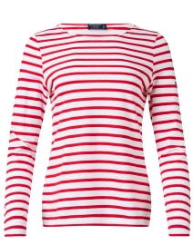 Minquidame White and Red Striped Cotton Top