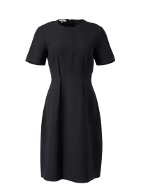 Black Wool Silk Darted Dress