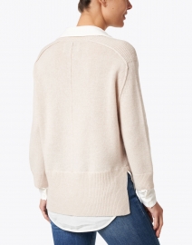Back image thumbnail - Brochu Walker - Almond Cashmere Sweater with White Underlayer